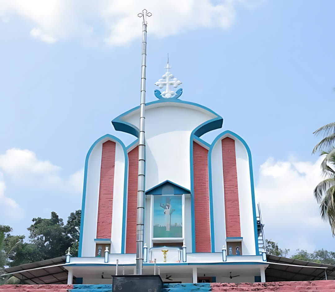 Church exterior with warm sunlight